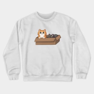 Cute Orange Cat And Black Cat In Box Crewneck Sweatshirt